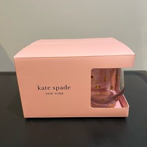 NIB Lot of 4 Kate Spade Lenox Larabee Dot Gold Stemless Wine Glasses